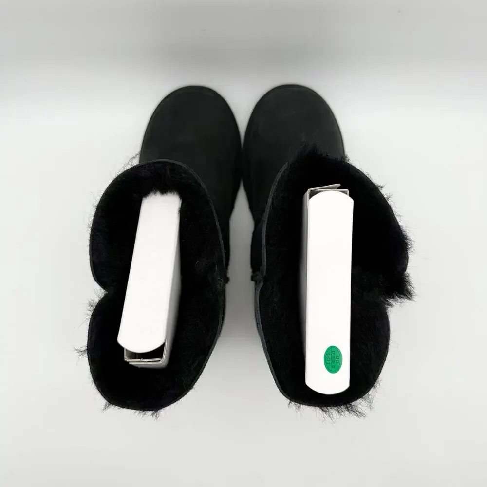 UGG Kids Bailey Button II Winter Boot US 6 EU 38 Black Sheepskin NIB